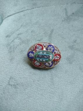 Firenze Multicolor Micro-Mosaic Oval Pin Brooch